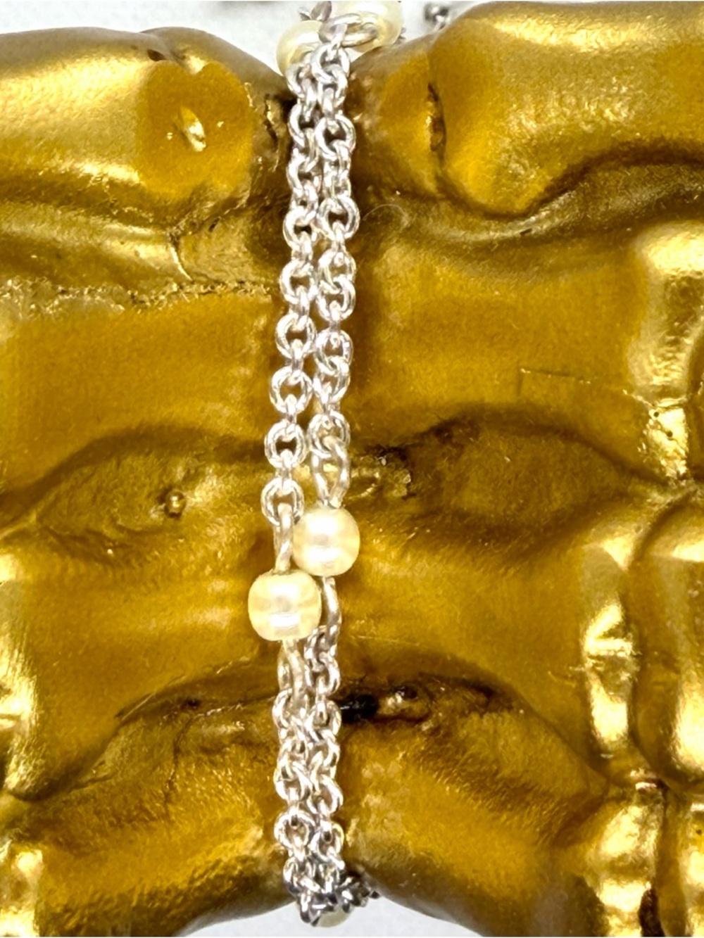 White Floral Drop Necklace with Acrylic Pearl & Crystal Accents - Picture 5 of 5
